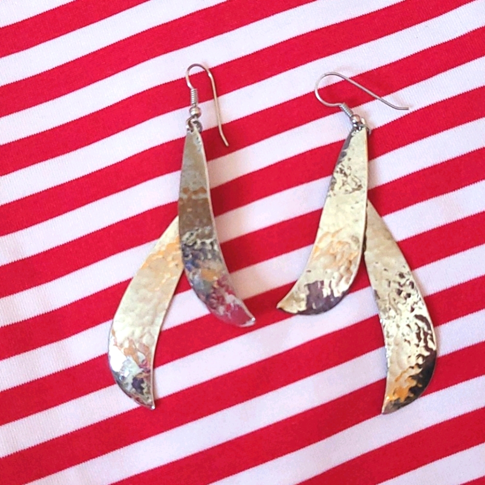 Long Silvertone Earrings